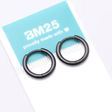 Detail View 3 of A Pair of Implant Grade Titanium Blackline Basic Huggie Hoop Earring