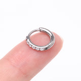 Detail View 2 of A Pair of Implant Grade Titanium Gem Lined Huggie Hoop Earring-Clear Gem