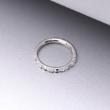 Detail View 1 of Implant Grade Titanium Pyramid Sparkle Studded Geometric Seamless Clicker Hoop Ring-Aurora Borealis