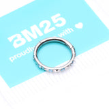 Detail View 4 of Implant Grade Titanium Pyramid Sparkle Studded Geometric Seamless Clicker Hoop Ring-Aqua