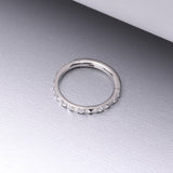 Detail View 1 of Implant Grade Titanium Pyramid Sparkle Studded Geometric Seamless Clicker Hoop Ring-Clear Gem