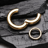 Detail View 1 of Implant Grade Titanium PVD Golden Basic Seamless Hinged Clicker Hoop Ring