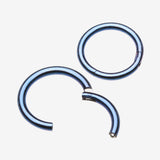 Detail View 1 of Implant Grade Titanium PVD Colorline Basic Seamless Hinged Clicker Hoop Ring-Blue
