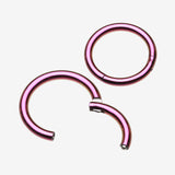 Detail View 1 of Implant Grade Titanium PVD Colorline Basic Seamless Hinged Clicker Hoop Ring-Purple