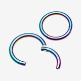 Detail View 1 of Implant Grade Titanium PVD Colorline Basic Seamless Hinged Clicker Hoop Ring-Rainbow