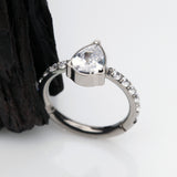 Detail View 1 of Implant Grade Titanium Teardrop Sparkle Multi-Gem Rimmed Seamless Clicker Hoop Ring-Clear Gem