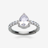 Implant Grade Titanium Teardrop Sparkle Multi-Gem Rimmed Seamless Clicker Hoop Ring