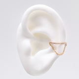 Detail View 1 of Implant Grade Titanium Golden Brilliant Sparkle Rim Chained Clicker Hoop Ring-Clear Gem