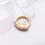Detail View 1 of Implant Grade Titanium Golden Vintage Leaf Clicker Hoop Ring