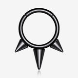 Implant Grade Titanium Blackline Bali Studded Spikes Clicker Hoop Ring