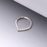 Detail View 1 of Implant Grade Titanium Chevron Sparkle Lined Seamless Clicker Hoop Ring-Aurora Borealis