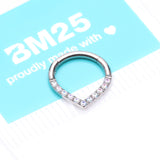 Detail View 4 of Implant Grade Titanium Chevron Sparkle Lined Seamless Clicker Hoop Ring-Aurora Borealis