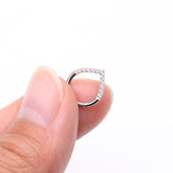 Detail View 2 of Implant Grade Titanium Chevron Sparkle Lined Seamless Clicker Hoop Ring-Clear Gem