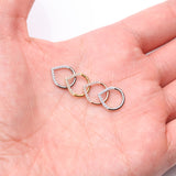 Detail View 3 of Implant Grade Titanium Chevron Sparkle Lined Seamless Clicker Hoop Ring-Clear Gem