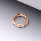 Detail View 1 of Implant Grade Titanium Rose Gold Double Lined Gems Seamless Clicker Hoop Ring-Clear Gem