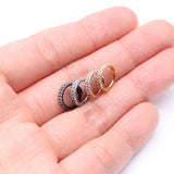 Detail View 3 of Implant Grade Titanium Rose Gold Double Lined Gems Seamless Clicker Hoop Ring-Clear Gem