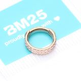 Detail View 4 of Implant Grade Titanium Rose Gold Double Lined Gems Seamless Clicker Hoop Ring-Clear Gem
