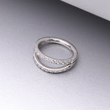 Detail View 1 of Implant Grade Titanium Double Hoop Gems Seamless Clicker Hoop Ring-Clear Gem