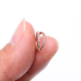 Detail View 2 of Implant Grade Titanium Rose Gold Double Hoop Gems Seamless Clicker Hoop Ring-Aurora Borealis