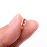 Detail View 2 of Implant Grade Titanium Golden Double Hoop Gems Seamless Clicker Hoop Ring-Clear Gem