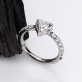Detail View 1 of Implant Grade Titanium Heart Sparkle Multi-Gem Rimmed Seamless Clicker Hoop Ring-Clear Gem
