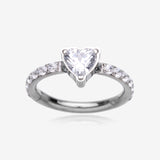 Implant Grade Titanium Heart Sparkle Multi-Gem Rimmed Seamless Clicker Hoop Ring