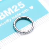Detail View 3 of Implant Grade Titanium Brilliant Sparkle Gems Lined Clicker Hoop Ring-Aurora Borealis