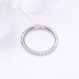 Detail View 1 of Implant Grade Titanium Brilliant Sparkle Gems Lined Clicker Hoop Ring-Clear Gem