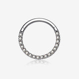Implant Grade Titanium Brilliant Sparkle Gems Front Lined Clicker Hoop Ring