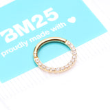 Detail View 4 of Pure24K Implant Grade Titanium Brilliant Sparkle Front Facing Gems Lined Seamless Clicker Hoop Ring-Clear Gem