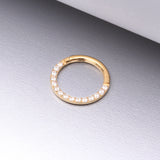 Detail View 1 of Pure24K Implant Grade Titanium Brilliant Sparkle Front Facing Gems Lined Seamless Clicker Hoop Ring-Clear Gem