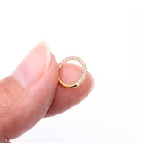 Detail View 2 of Pure24K Implant Grade Titanium Brilliant Sparkle Front Facing Gems Lined Seamless Clicker Hoop Ring-Clear Gem