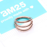Detail View 4 of Implant Grade Titanium Rose Gold Triple Row Hoops Steel Seamless Clicker Hoop Ring