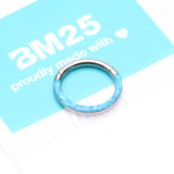 Detail View 4 of Implant Grade Titanium Brilliant Fire Opal Lined Front Facing Seamless Clicker Hoop Ring-Blue Opal