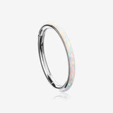 Implant Grade Titanium Brilliant Fire Opal Lined Seamless Clicker Hoop Ring