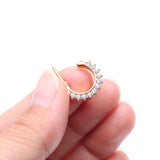 Detail View 3 of Pure24K Implant Grade Titanium Sparkle Multi-Gem Clicker Hoop Ring-Clear Gem