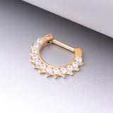 Detail View 1 of Pure24K Implant Grade Titanium Sparkle Multi-Gem Clicker Hoop Ring-Clear Gem