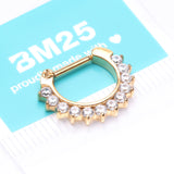 Detail View 4 of Pure24K Implant Grade Titanium Sparkle Multi-Gem Clicker Hoop Ring-Clear Gem