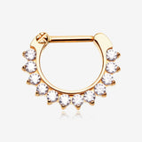 Pure24K Implant Grade Titanium Sparkle Multi-Gem Clicker Hoop Ring-Clear Gem