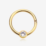 Pure24K Implant Grade Titanium Front Gem Ball CBR Style Seamless Clicker Hoop Ring