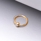 Detail View 1 of Pure24K Implant Grade Titanium Gem Ball CBR Style Seamless Clicker Hoop Ring-Clear Gem