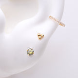 3 Pcs of Assorted Dainty Peridot CZ Pure24K Titanium Stud & Clicker Package