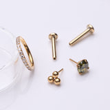 Detail View 1 of 3 Pcs of Assorted Dainty Peridot CZ Pure24K Titanium Stud & Clicker Package