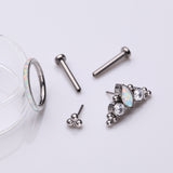 Detail View 1 of 3 Pcs of Assorted Titanium Marquise Opal Bali Beaded Stud & Clicker Package