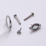 Detail View 1 of 3 Pcs of Assorted Titanium Bali Beaded Marquise Fire Opal Stud & Clicker Package
