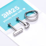Detail View 2 of 3 Pcs of Assorted Titanium Gem Lined Rectangle Stud & Double Hoop Gems Package