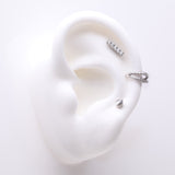 3 Pcs of Assorted Everyday Titanium Gem Lined Rectangle Stud x Double Hoop Gems Package