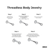 Implant Grade Titanium OneFit Threadless Blackline Bezel Set Sparkle Gem Top Part
