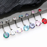 Detail View 4 of Implant Grade Titanium Internally Threaded Prong Set Belly Button Ring-Aurora Borealis