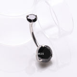 Implant Grade Titanium Internally Threaded Prong Set Belly Button Ring